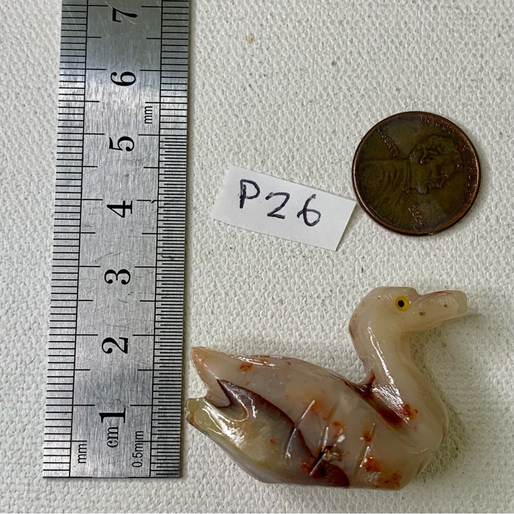 Gemstone Carved Carnelian Agate Duck Figurine Crystal Bird Rock Sculpture 1.5" - Picture 14 of 14